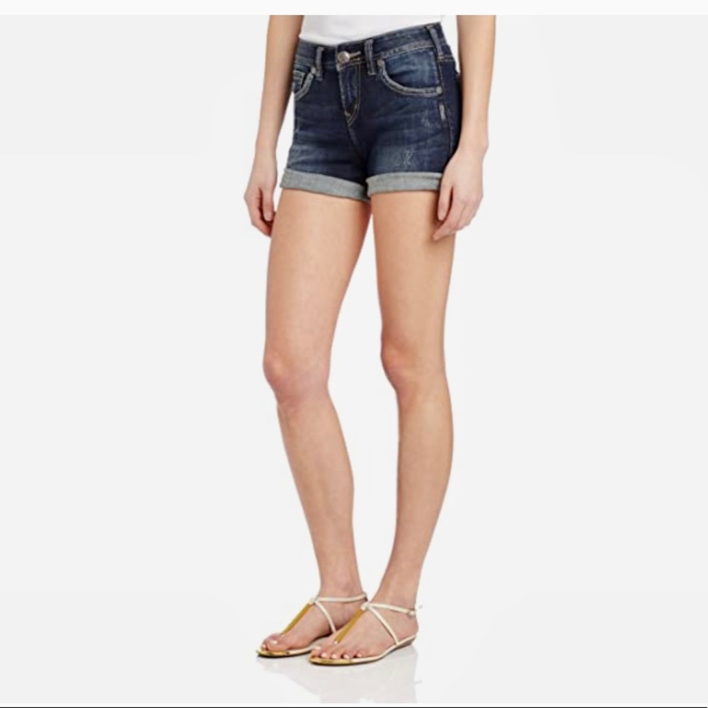 SILVER “NATSUKI” 5 pocket blue denim shorts with rolled hem